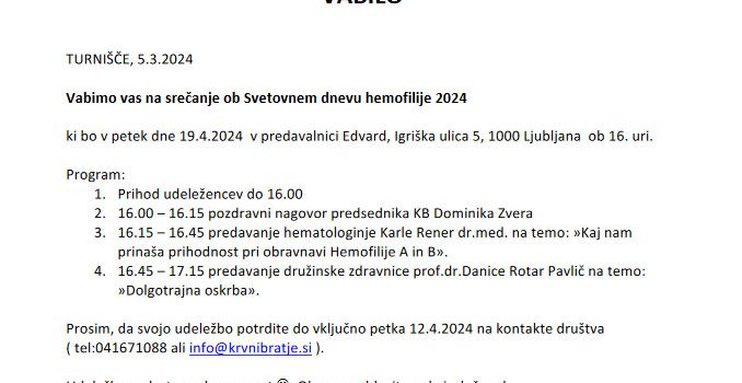 Svetovni dan hemofilije 2024