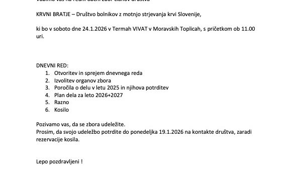 Vabilo na  redni občni zbor