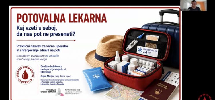 Vabilo na spletno predavanje “Potovalna lekarna – Kaj vzeti s seboj, da nas pot ne preseneti?” Vabilo na spletno predavanje “Potovalna lekarna – Kaj vzeti s seboj, da nas pot ne preseneti?”